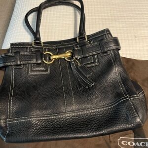 Coach Black Pebbled Leather Tote